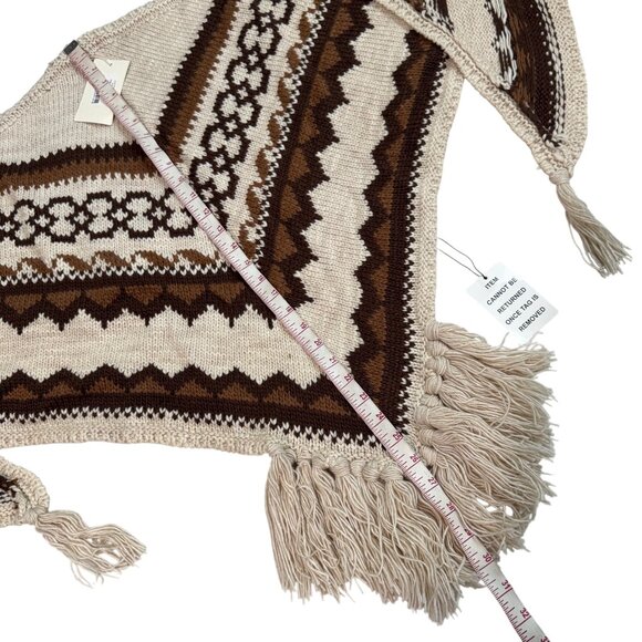 Joyfolie Bronwyn Knit Shawl With Fringe Trim In Brown/Oat Chevron Pattern women - Picture 4 of 8